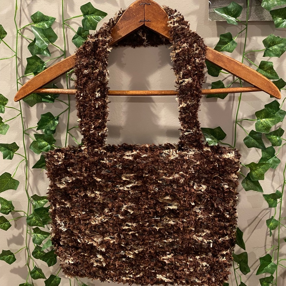 2000s Funky brown & cream textured purse 👜 🤎 (162)